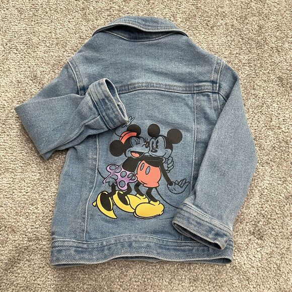 Disney Junior Mickey Minnie Mouse Denim Jacket Infant 18M Blue Graphic Casual - Picture 2 of 9